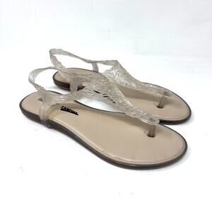 Melissa x Campana Jelly Sandal Women's 7 Clear Rubber T-Strap Thong Vegan